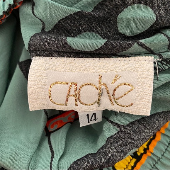 Vtg Cache Midi skirt abstract tribal Aztec people - Picture 7 of 8